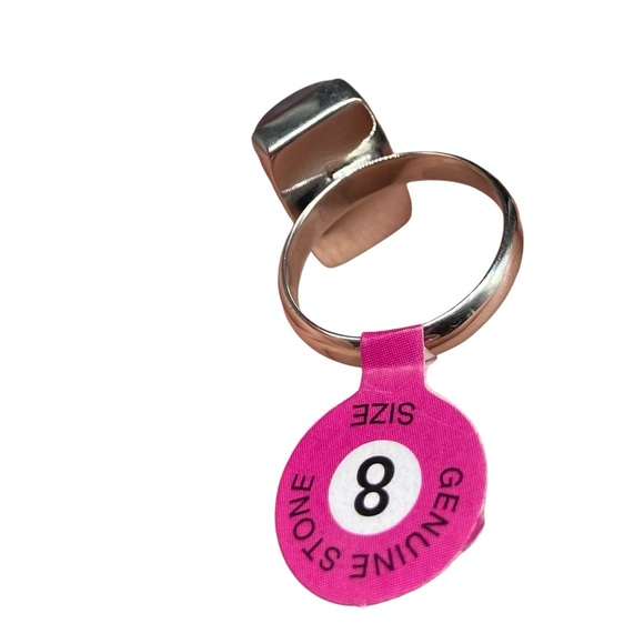 Purple Flash Rainbow Moonstone Ring Size 8 Solid 925 Sterling Silver Boho Stone - Picture 9 of 10